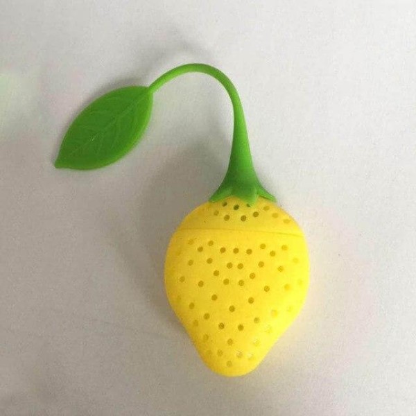 Tea filter, infuser, strawberry form, yellow color